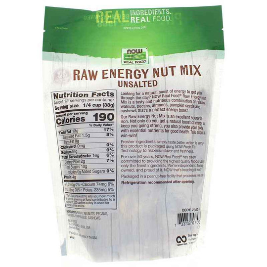 Raw Energy Nut Mix Unsalted, 16 Oz, NOW