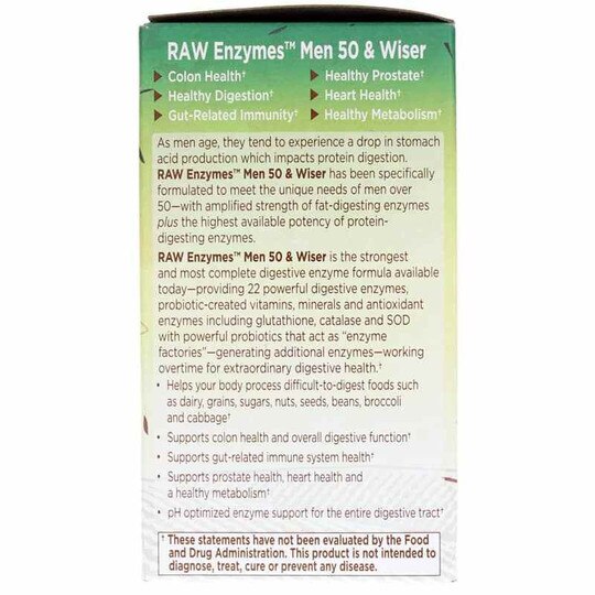 Raw Enzymes Men 50 & Wiser, 90 Veg Capsules, GOL
