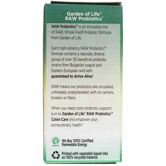 Raw Probiotics Colon Care, 30 Veg Capsules, GOL