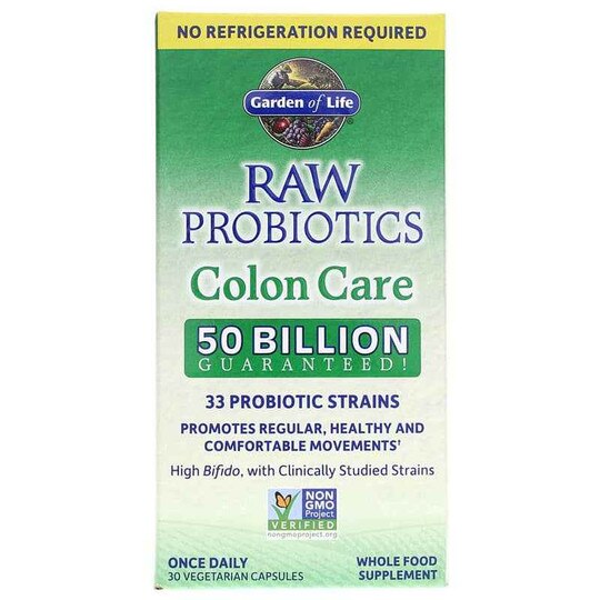 Raw Probiotics Colon Care Shelf-Stable, 30 Veg Capsules, GOL