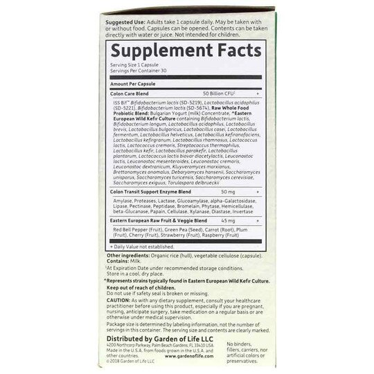 Raw Probiotics Colon Care Shelf-Stable, 30 Veg Capsules, GOL