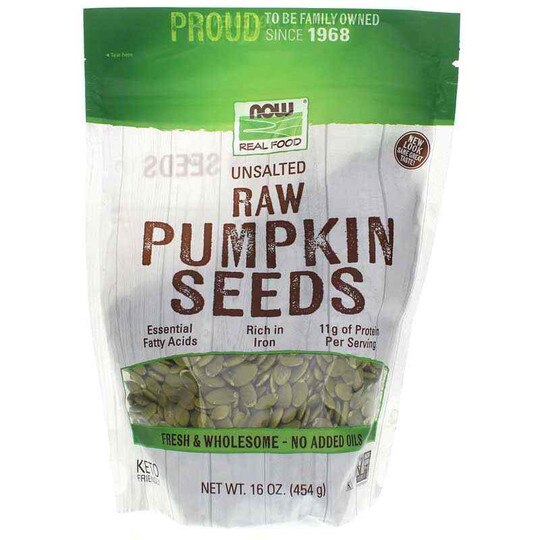 Raw Pumpkin Seeds Unsalted, 16 Oz, NOW
