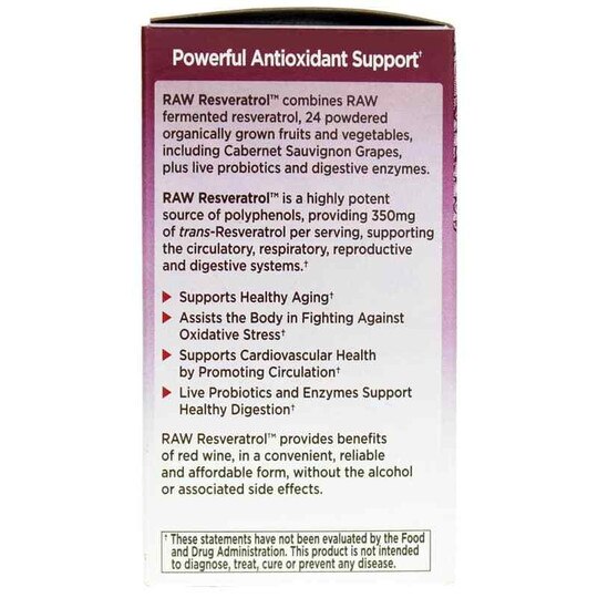 Raw Resveratrol 350 Mg, 60 Veg Capsules, GOL