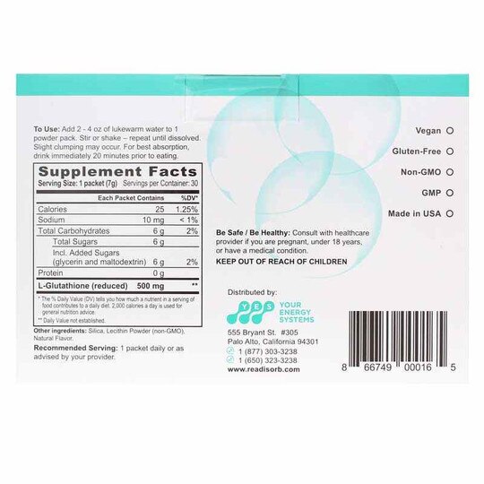 Readisorb Go Liposomal Glutathione Powder, 30 Packets, YES