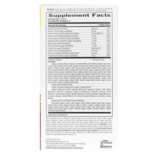 Realfood Organics Multivitamin For Women, 60 Tablets, CTL