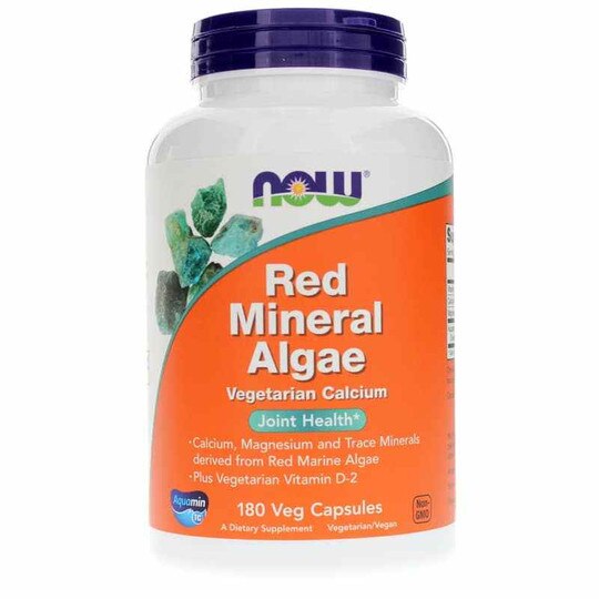Red Mineral Algae Vegetarian Calcium, 180 Veg Capsules, NOW