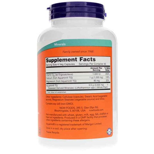 Red Mineral Algae Vegetarian Calcium, 180 Veg Capsules, NOW