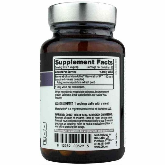 Resveratrol-SR 12-Hour Sustained Release, 30 Veg Capsul, QOL