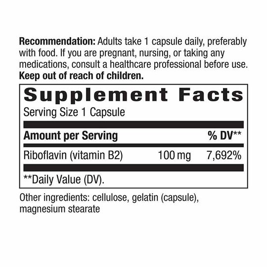 Riboflavin Vitamin B2 400 Mg, 30 Tablets, NWA