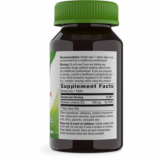 Riboflavin Vitamin B2 400 Mg, 30 Tablets, NWA