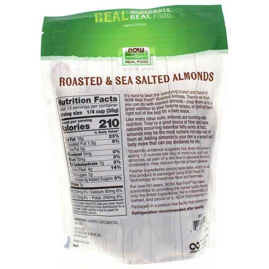 Roasted Almonds with Sea Salt, 16 Oz, NOW