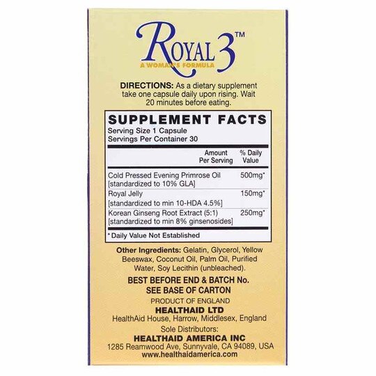 Royal 3 Woman's Formula, 30 Capsules, HAA