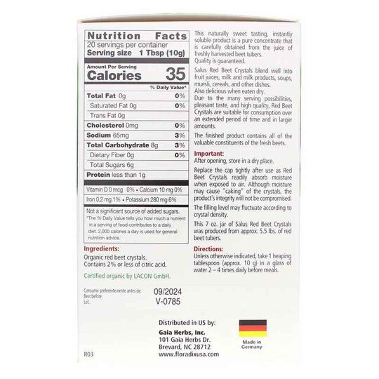 Red Beet Crystals Organic, 7 Oz, SAL