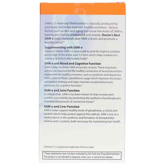 SAM-e 200 Mg, 60 Enteric Coated Tablets, DRB