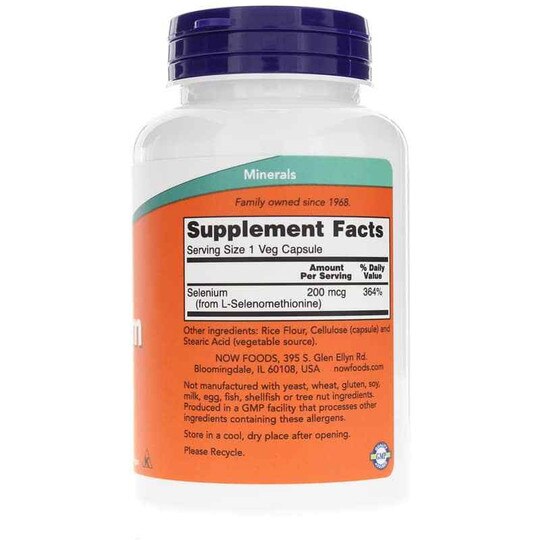 Selenium 200 Mcg Yeast-Free, 180 Veg Capsules, NOW