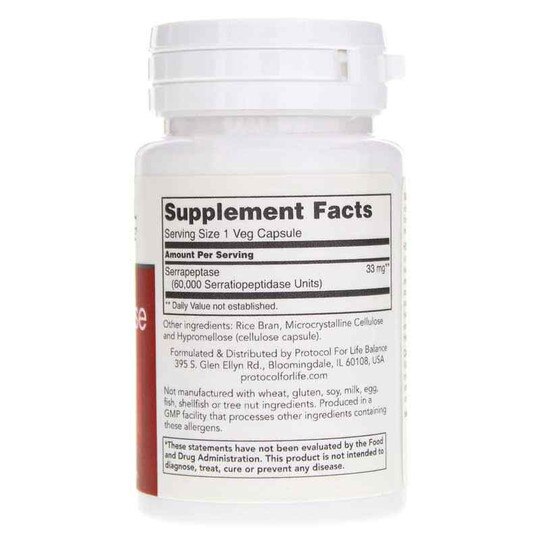 Serrapeptase 60,000 Units, 60 Veg Capsules, PFLB