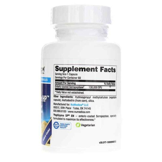 Serrapeptase HP, 60 Veg Capsules, NUM