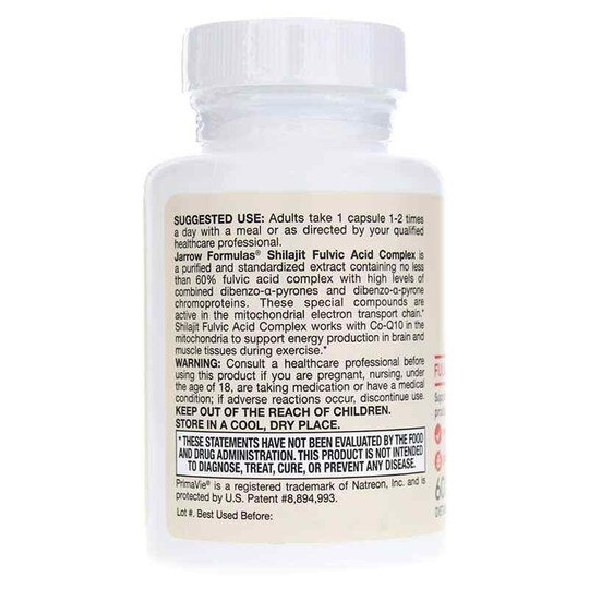 Shilajit Fulvic Acid Complex 250 Mg, 60 Veg Capsules, JRF