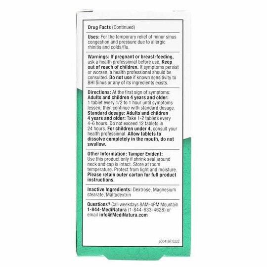Sinus Symptom Relief Tablets, 100 Tablets, BHI
