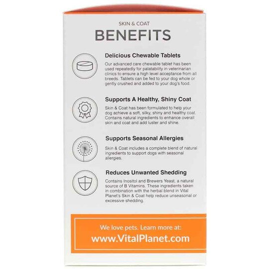 Skin & Coat for Dogs Chewable Tablets, 60 Chewable Tabl, VTP