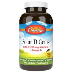 Solar D Gems 6000 IU Vitamin D3 + Omega 3s with Natural Lemon Flavor 1