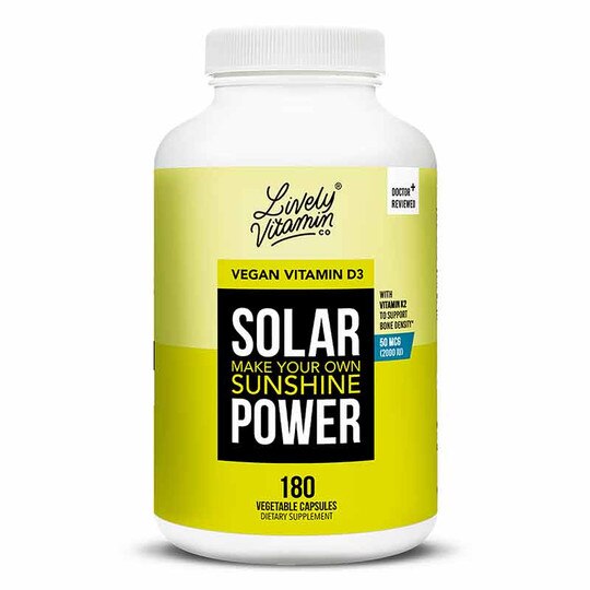 Solar Power Vitamin D3 2000 IU, 180 Capsules, LVIT