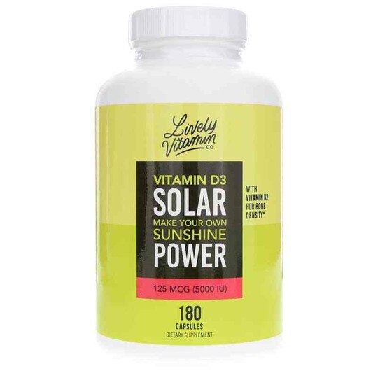 Solar Power Vitamin D3 5000 IU, 180 Capsules, LVIT