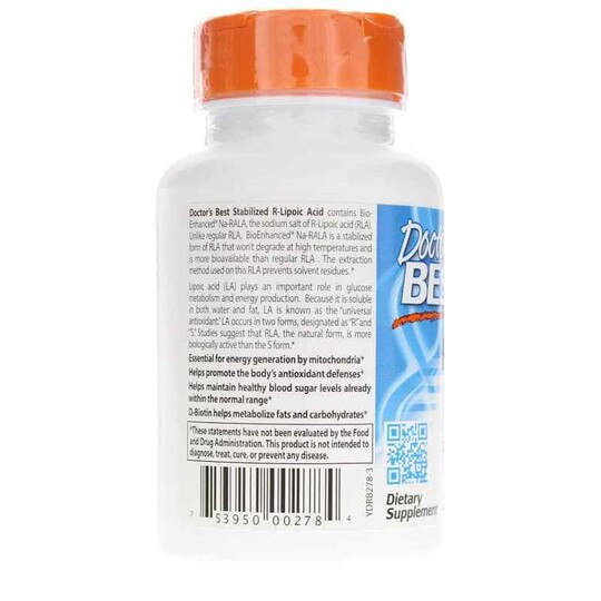 Stabilized R-Lipoic Acid 200 Mg, 60 Veg Capsules, DRB