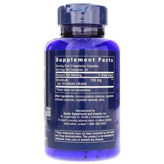 Strontium Caps 750 Mg, 90 Veg Capsules, LFE