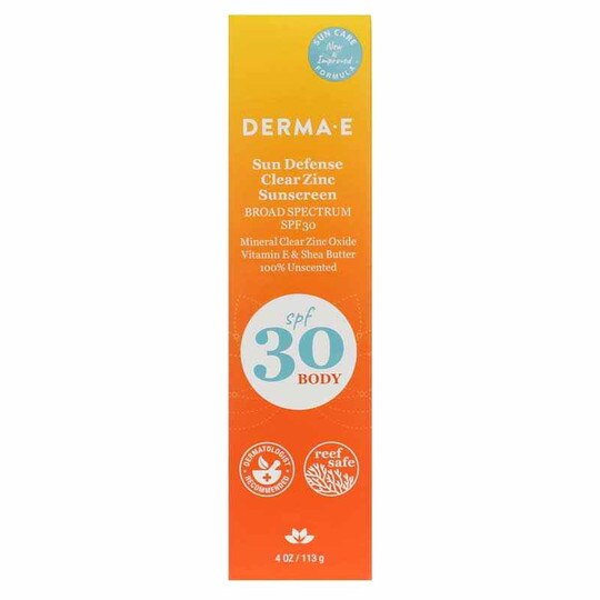 Sun Defense Clear Zinc Sunscreen SPF 30 Body, 4 Oz, DRE