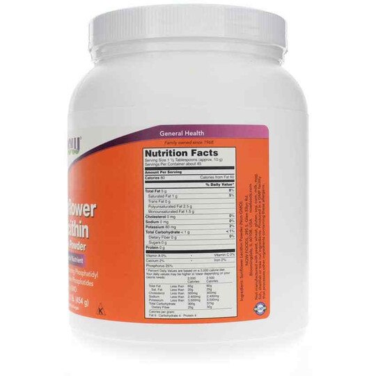 Sunflower Lecithin Pure Powder, 1 Lbs, NOW