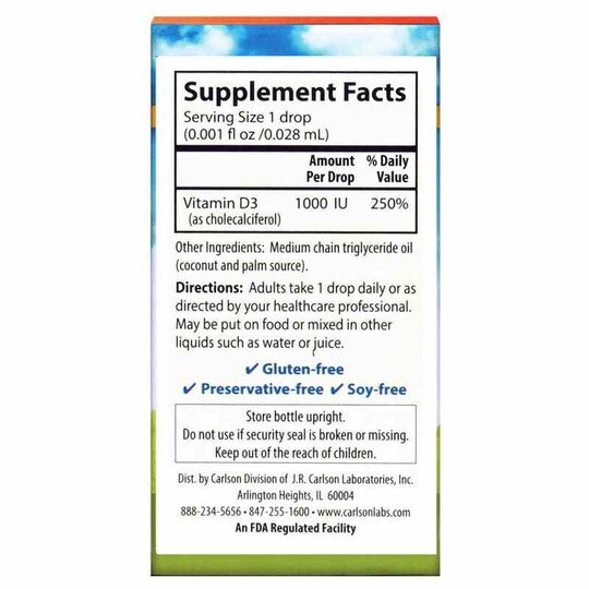 Super Daily D3 1000 IU Vitamin D Liquid, 365 Drops, CL