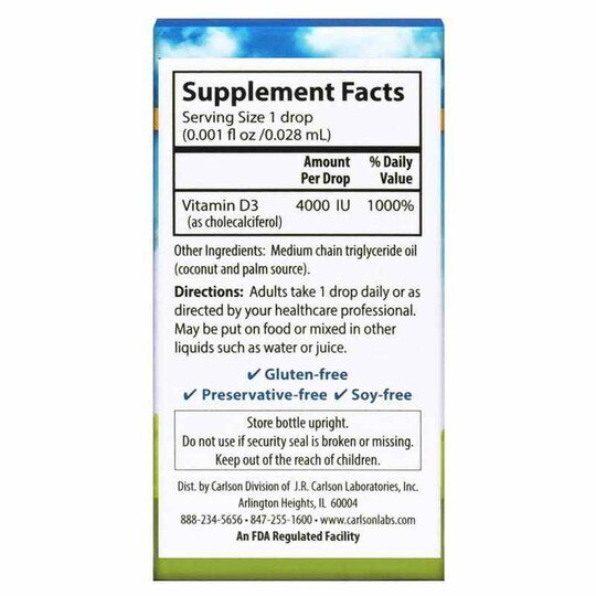 Super Daily D3 4000 IU Vitamin D Liquid, 365 Drops, CL