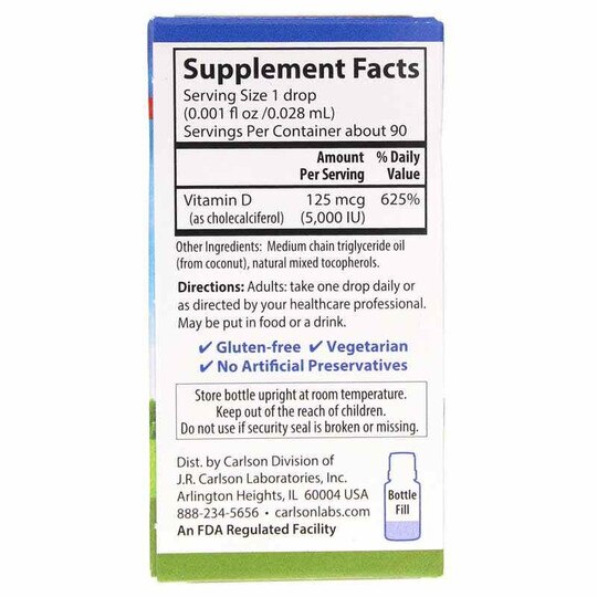 Super Daily D3 5000 IU Vitamin D Liquid, 90 Veg Drops, CL