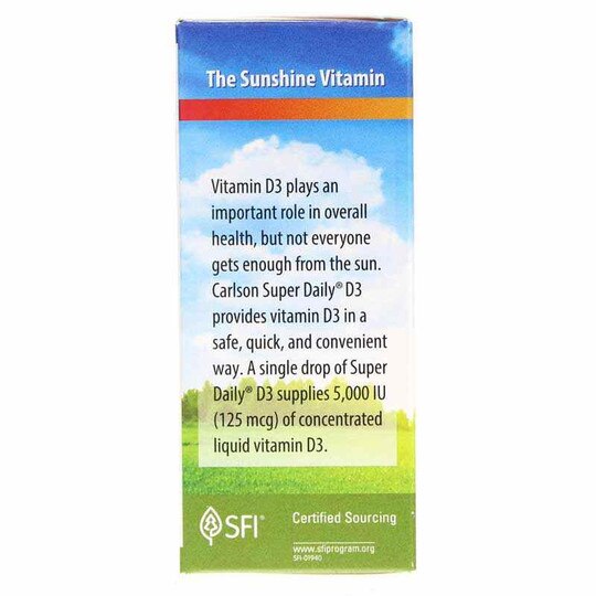 Super Daily D3 5000 IU Vitamin D Liquid, 90 Veg Drops, CL