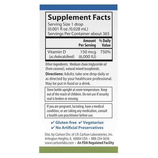 Super Daily D3 6000 IU Vitamin D Liquid, 365 Veg Drops, CL