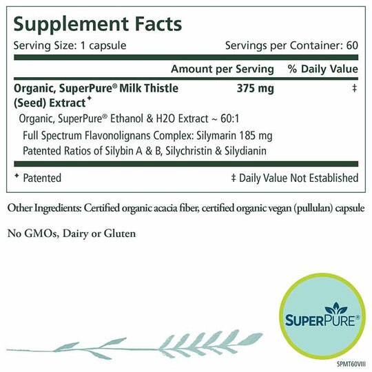 SuperPure Milk Thistle Organic Extract Capsules, 60 Veg, PSY