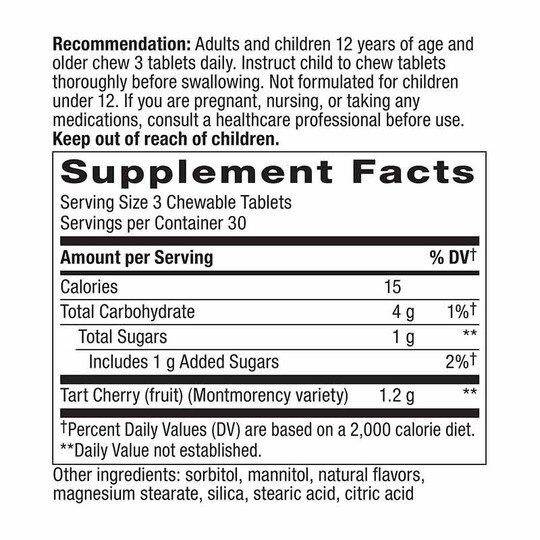 Tart Cherry Ultra Chewable, 90 Chewables, NWA