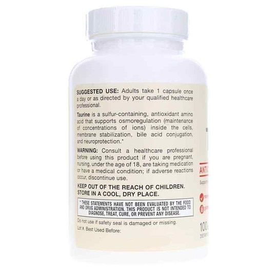 Taurine 1000 Mg, 100 Capsules, JRF