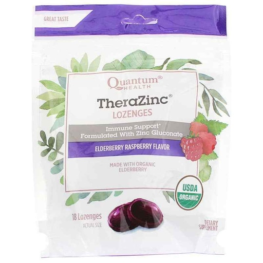 TheraZinc Lozenges Immune Support Elderberry Raspberry,, QHT