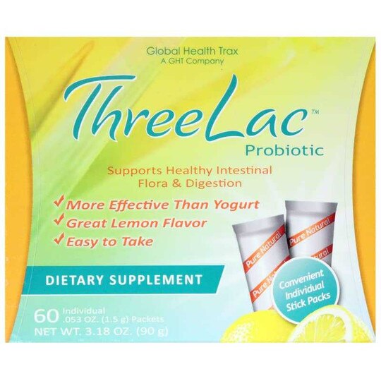 ThreeLac Probiotic Lemon Flavor, 60 Packets, GHT