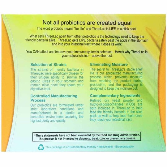 ThreeLac Probiotic Lemon Flavor, 60 Packets, GHT