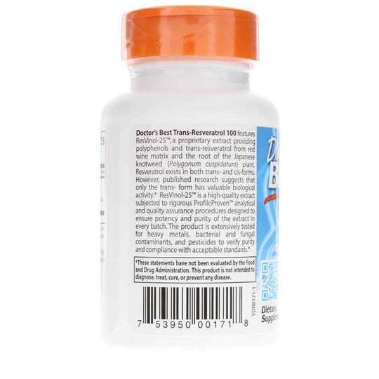 Trans-Resveratrol 100 Mg, 60 Veg Capsules, DRB