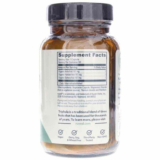 Triphala Digestion Support + Antioxidants, 60 Veg Capsules, RUV