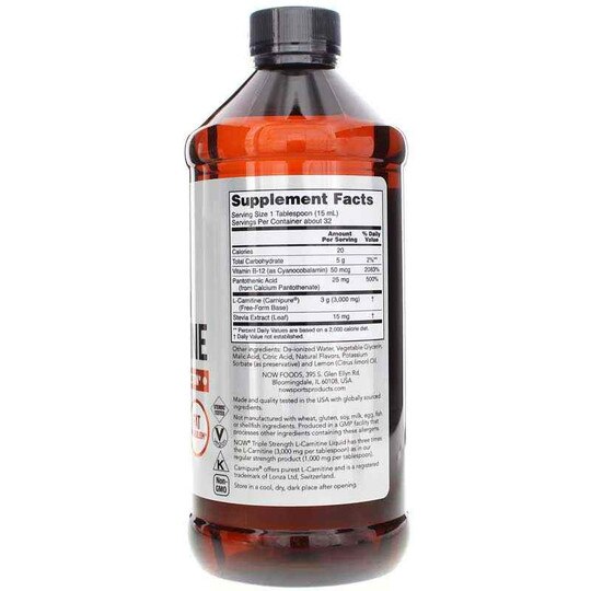 Triple Strength L-Carnitine Liquid 3000 Mg, 16 Oz, NOW