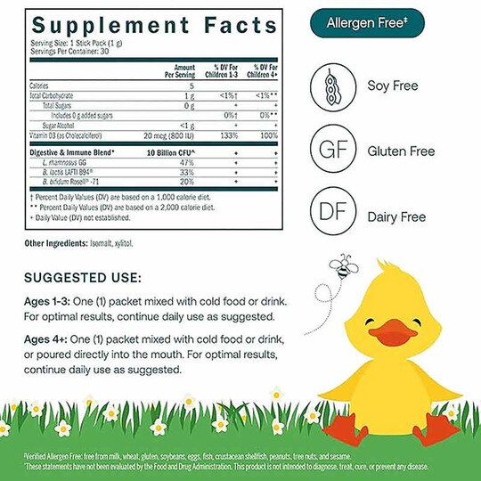 True Littles Probiotic + D3, 30 Stick Packs, TGR