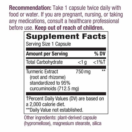 Turmeric Premium Extract 750 Mg, 60 Vegan Capsules, NWA