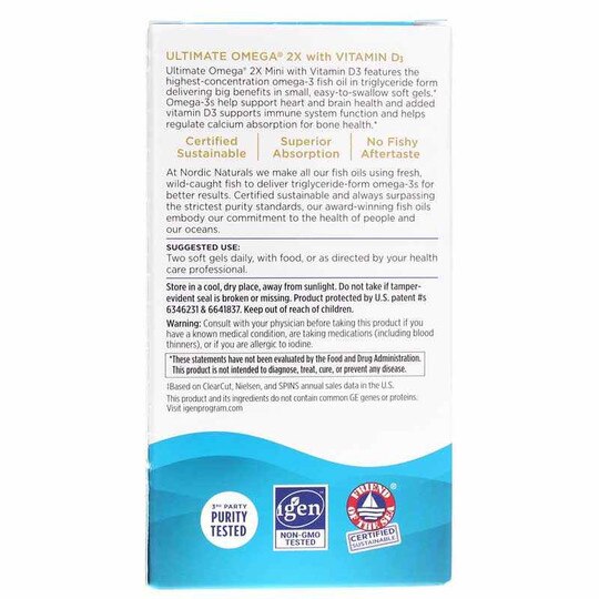 Ultimate Omega 2X with D3 Mini, 60 Softgels, NRN