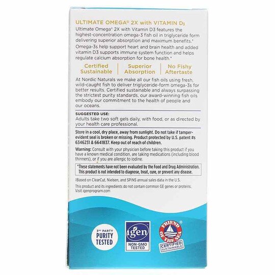 Ultimate Omega-D3 2X, 60 Softgels, NRN