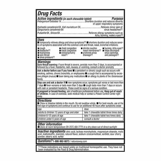 Umcka Allergy + Sinus, 20 Chewable Tablets, NWA